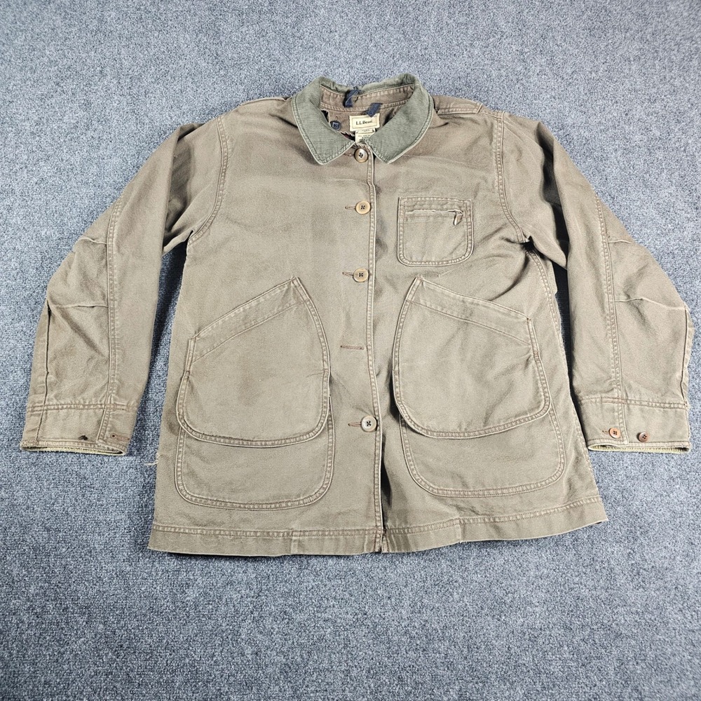 LL Bean Adirondak Barn Coat Womens Medium Brown Detachable Flannel Lined 0AS91